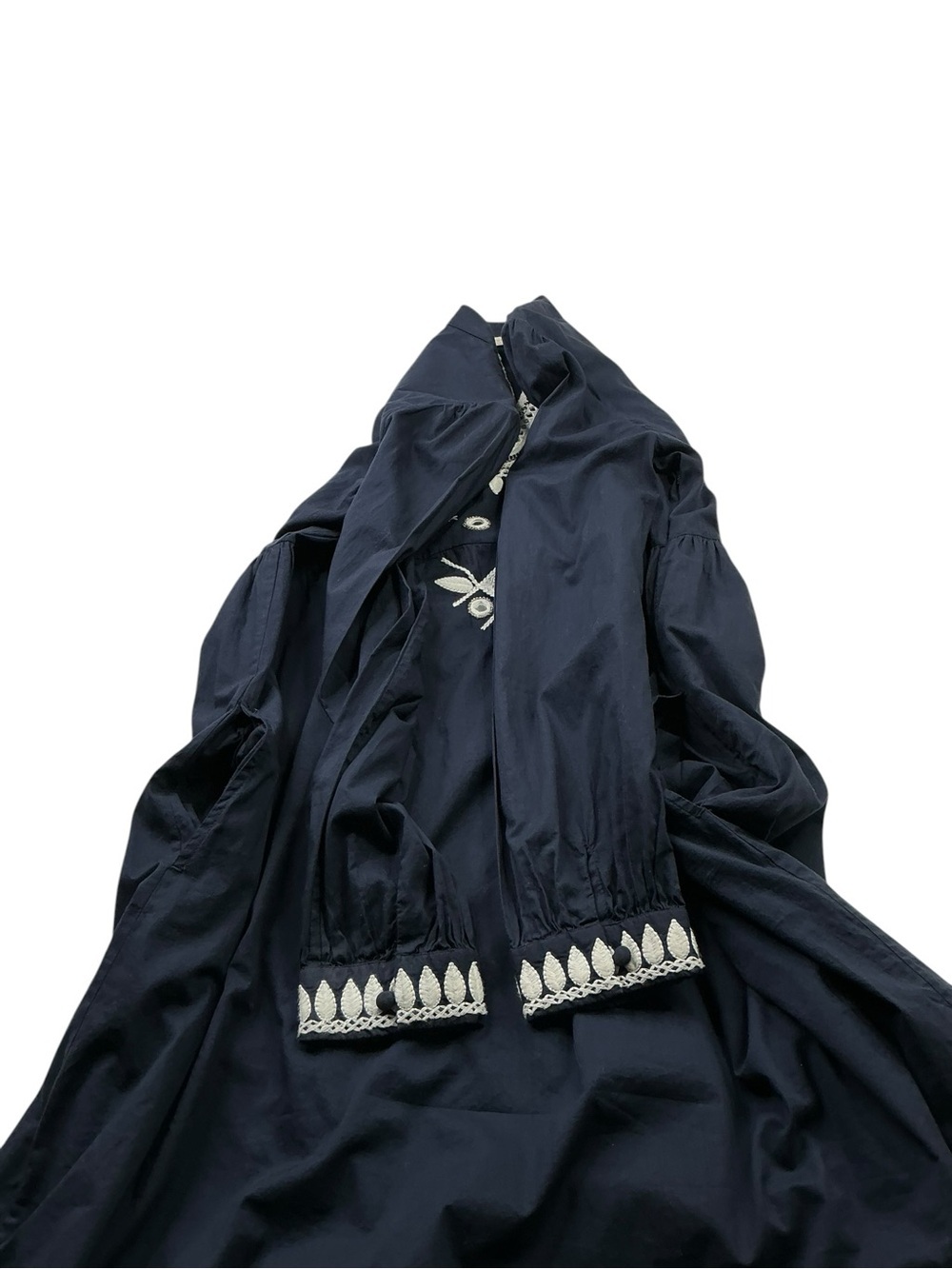 Tory Burch Keegan Embroidered Cotton Dress Navy Boho Size 10 - Picture 11 of 16